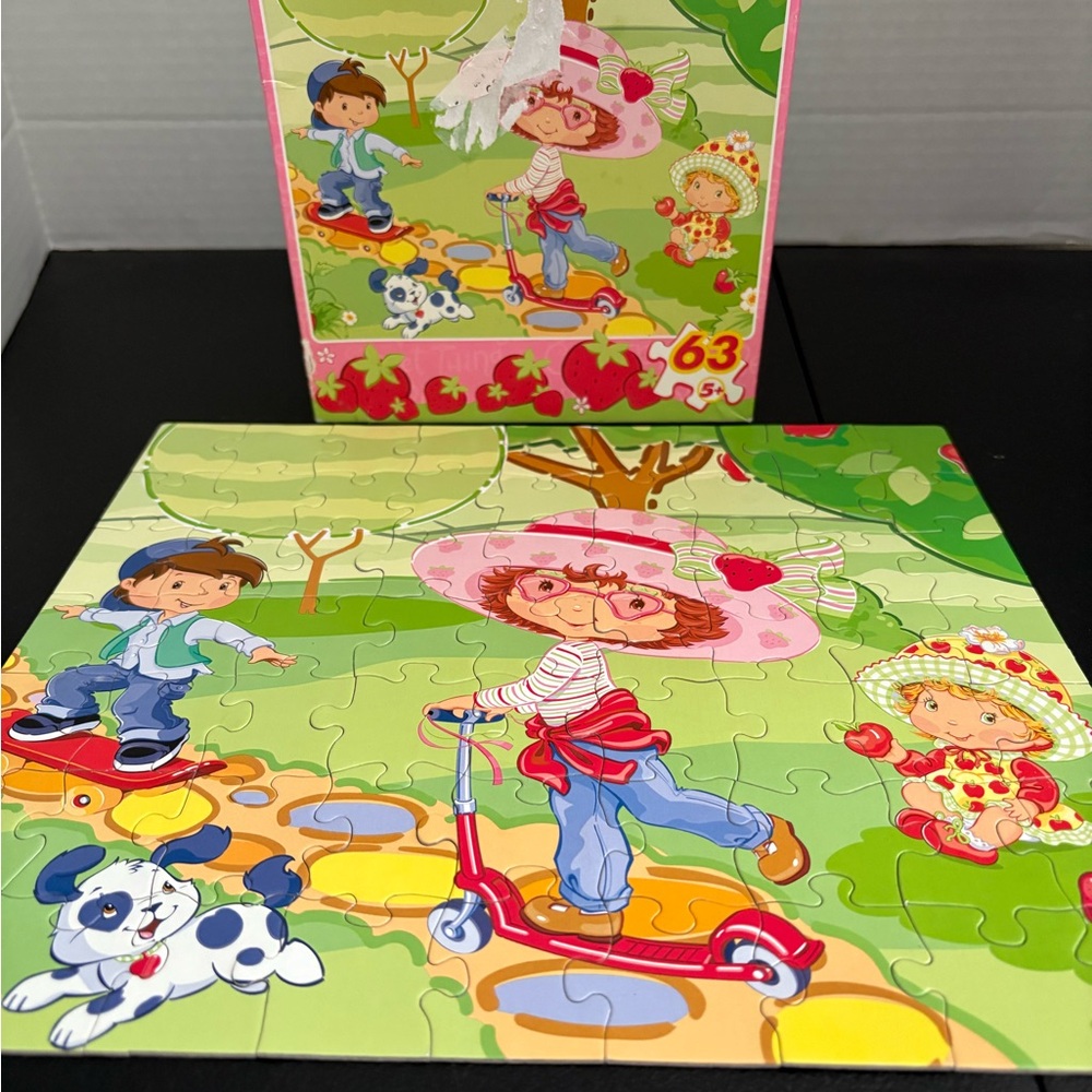 Kids Puzzle with Red Scooter and Green Background
